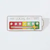 Broche Bateria Social, Insígnia para Mochila de Estudante, Broche de Design Nicho que Muda de Humor, Insígnia, Presente de Acessório de Metal