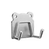 Gancho Doble Multifuncional Creativo con Cabeza de Oso de Acero Inoxidable Pintado en Spray con Adhesivo Fuerte sin Taladro para Paredes y Puertas de Cocina y Baño