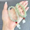 Pulsera de Jade Aventurina Natural, Pulsera de Jade Flor Trompeta de Aventurina Color Agua Clara, Joyería al por Mayor de Pulsera de Cuentas Redondas para Hombres y Mujeres