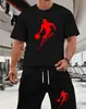 26 Shorts Masculinos Europeus e Americanos de Nova Moda Transfronteiriços, Camisetas de Manga Curta, Roupas Esportivas Casuais, Conjunto de Camisetas com Letras de Los Angeles