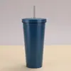 Copo Térmico a Vácuo de Camada Dupla em Aço Inoxidável 304 Transfronteiriço Grande Capacidade Cor Sólida Copo com Canudo de Sucção Portátil para Escritório Copo de Café