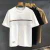 Camiseta de Manga Corta para Hombre, Estilo Americano, Peso Pesado, Cuello Redondo, Diseño de Retazos, Versátil, Verano 2026, Marca de Moda, Corte Holgado, Tallas Grandes