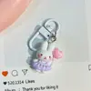 Chaveiro Coelho Fofo de Balão Pingente de Coração Cartoon Feminino Pingente de Estudante Acessórios de Bolsa para Melhor Amigo Pingente Doce e Simples