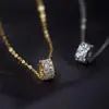 Collar Pequeño de Plata de Ley S925 con Diamantes Completos para Mujer, Exquisito y Versátil, Cadena para Clavícula con Diamantes de Transferencia de Calidoscopio de Alta Gama