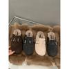 Sapatos Peludos de Solado Grosso, Sapatos de Algodão Quentes com Forro de Lã, Chinelo Meio Aberto para Dedos dos Pés para Uso Externo, Sapatos Birkenstock com Solado de Lã Cashmere, Sapatos de Inverno Femininos