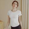 Ropa de yoga con costuras de malla para mujer, camiseta de manga corta, top deportivo transpirable, ropa de fitness ajustada de secado rápido, ropa de fitness de verano