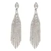 Item de Venda Quente Transfronteiriça: Brincos Longos com Franjas de Strass Ultra Brilhantes da Moda para Mulheres, Brincos Elegantes e Luxuosos com Pedras de Diamante