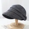 Sombreros de Otoño e Invierno para Mujer Estilo Coreano Moderno con Puño Borde Enrollado Sombrero de Pescador Viajes al Aire Libre Sombrero Simple Plisado Gorra de Béisbol Estilo Mori