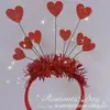 2026 Diadema de Corazón con Lentejuelas Rojas para el Día de San Valentín Transfronterizo Decoración para Fotos de Fiestas y Festivales Tocado Venta al por Mayor en Stock