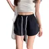 Shorts elásticos de cintura alta para mujer, pantalones deportivos, pantalones de chándal para correr, holgados, casuales, versátiles, estilo básico americano, shorts ajustados