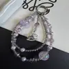 Lujo Ligero Cuentas Finas con Purpurina Perlas Cristal Lanyard para Teléfono Colgante de Caballo Mecedor con Pedrería Correa de Muñeca Encanto para Bolso