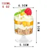 Mini Taça Sobremesa Mousse Gelatina Descartável Plástico PS Transparente Copo Pudim Copo Água Copo Salada Acrílico