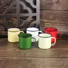 Taza de Té de Hierro Esmaltado Retro de Color Sólido Taza para Pastel Verde Militar Clásico Verde Fruta Verde Tazón para Hot Pot Tazón Taza de Agua