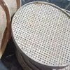 Criba redonda de bambú con agujeros para secado doméstico de productos secos, estante de bambú para restaurante de hot pot para colocar platos, criba redonda hueca de bambú sin agujeros