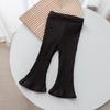 Pantalones Casuales para Niñas de Primavera y Otoño, Leggings Elegantes y Modernos Estilo Coreano para Niños con Diseño Acampanado Elástico de Canalé