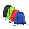 Bolsa de Poliéster Lisa com Cordão, Bolsa para Armazenamento de Presentes, Bolsa Promocional com Texto Imprimível, Estoque Pronto de Fábrica
