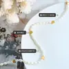 Cuentas Redondas Doradas Empalmadas con Formas Ovaladas Irregulares, Exquisito Collar Estilo Madreperla de Agua Dulce, Joyería Francesa que No se Desvanece para Mujeres