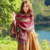 Bufanda de estilo étnico artístico de otoño e invierno para mujer, fotografía de viajes, capa de moda versátil, bufanda cálida y gruesa tipo cachemira.