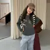Aimobibei 2026 Outono Nova Roupa Infantil Meninas Estilo Coreano Casual Camiseta de Manga Longa Camisa Básica com Estampa Divertida de Gato