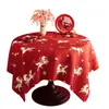 Mantel Festivo de Año Nuevo Impermeable y a Prueba de Aceite Sin Lavado Mantel Decorativo Rojo para el Año del Caballo, Mantel Redondo para Mesa de Comedor, Mantel para Mesa de Café