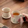 Juego de Té de Oficina Ruyao Rosa Retro con Hortensia y Mango de Madera, Taza de Té, Lata de Té, Regalo de Negocios, Personalizable