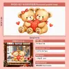Dia dos Namorados casal urso de desenho animado coração laço adesivo eletrostático para porta e janela de vidro decoração de atmosfera