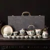 Juego de Té de Horno Ru Juego Completo para Uso Doméstico, Tetera Kung Fu de Lujo Ligero, Tazas de Té, Bandeja de Té de Cerámica, Caja de Regalo de Gama Alta para Regalar
