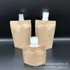 Bolsa de Empaque Universal para Líquidos de Papel Kraft de 50 ml y 100 ml, Bolsa con Tapa de Aluminio y Boquilla Abatible, Empaque para Bebidas, Listo para Entrega