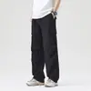 Pantalones de paracaidista plisados de secado rápido estilo americano para hombre, nueva marca de moda primavera/verano 2026, pantalones casuales rectos finos, pantalones tácticos de trabajo