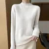 Gola alta de malha outono e inverno moda versátil camada base suéter de lã quente para mulheres, novo modelo sem costura
