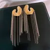 Pendientes de Borla Irregulares en Forma de C Estilo Minimalista Aguja de Plata Pendientes de Personalidad Nicho Coreano Pendientes Ligeros de Lujo de Alta Gama para Mujer