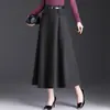 Saia feminina elegante e simples, novo modelo outono 2026, cintura alta, saia evasê emagrecedora, comprimento médio, elegante, adequada para o trabalho