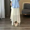 Saia Longa de Chiffon Elástico com Cintura Elástica, Elegante e Suave, Estilo Coreano, Multi-Painéis com Caimento, Zedaijiayi para Mulheres