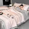 Colcha de Verano Nueva Lavable de Tencel, Juego de Cuatro Piezas de Colcha Lavable para Aire Acondicionado, Colcha Delgada de Verano de Seda de Hielo Individual/Doble