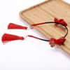 Estilo chinês Ano Novo acessórios para o cabelo meninas Hanfu festivo peruca de borla vermelha trança headband Bebê Ano Novo cocar
