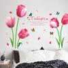 Sin bolsa XL8391 tulipán rosa dormitorio sala de estar pared de fondo de TV porche decoración de tienda pegatinas de pared autoadhesivas