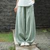 26 Pantalones Casuales Gruesos Cálidos de Lino Ramio Forrados de Polar para Invierno Pantalones de Linterna Adelgazantes Estilo Zen Retro para Mujer Pantalones de Algodón Lino para Mujer
