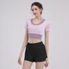 Traje Deportivo de Fitness para Mujer en Verano con Almohadilla en el Pecho, Top de Manga Corta de Secado Rápido, Cuerda para Saltar, Ropa Popular para Correr, Pilates, Yoga