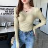 Blusas Quentes para Mulheres com Bojo, Splicing de Veludo e Renda Espessa Roupas de Outono com Camisetas de Manga Longa para Usar por Baixo e Roupa Íntima