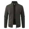 Nuevo suéter de chenilla con cuello alto y forro polar para hombre de otoño e invierno, cárdigan de punto, chaqueta casual de moda talla grande