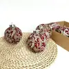 Tecido Estilo Boho Flor de Castanha Bola de Natal Enfeite de Árvore de Natal Retrô Decoração de Feriado Bolsa de Tecido Bola Enfeite Pendente