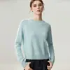 Estilo perezoso suéter de cachemira de hilo de punto de colores de siete agujas para mujer, jersey de cuello redondo, suéter de punto, top suave, cálido y versátil