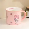 Caneca Fofa Original Autorizada Sanrio Copo de Água Infantil Bebê Cerâmica Caneca de Café da Manhã Leite com Tampa para Meninas Estudantes