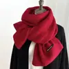 Cachecol de Lã Tricotado Cor Pura Inverno 2025 Estilo K do Instagram Versátil para Casal Lã Cachecol Quente Fabricante Acessórios Atacado
