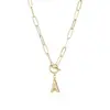 Collar con Letra Europea y Americana Transfronterizo Chapado en Oro Real Tendencia Hip-Hop Europeo y Americano Colgante de 26 Letras Inglesas al por Mayor