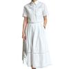 Traje de Moda Ins26 Coreano para Mujer, Camisa de Encaje con Perlas de Manga Corta de Principios de Primavera + Falda con Panel de Encaje