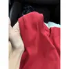 Camisola Vermelha Vintage com Forro Cor da Pele para Mulheres, Cobrindo os Seios Laterais, Peça de Roupa para o Verão, Estilo para o Trabalho, Regata de Algodão