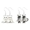 Aretes con Diseños de Gatos Lindos y Aterradores, Aretes Acrílicos de Momia con Patrón de Dibujos Animados Transfronterizos de Halloween
