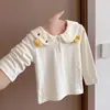 Colección de primavera a rayas para niñas: Ropa infantil linda y elegante, camiseta de manga larga de dibujos animados para bebé, conjunto de primavera estilo coreano para bebés