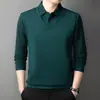 Camisa casual de manga larga para hombre, sin costuras, a rayas, de una sola cara, imitación de dos piezas, holgada, resistente a las arrugas, para primavera y otoño